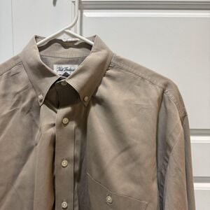 Paul Fredrick Shirt Mens Large Beige Cotton Long Sleeve Button Down Dress Shirt